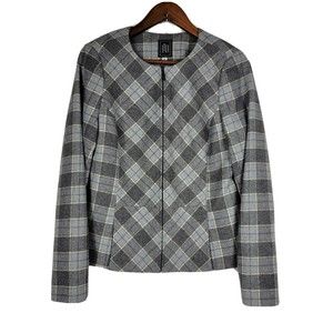 LTD Vintage Womens Size Medium Gray Full Zip Blazer Lined